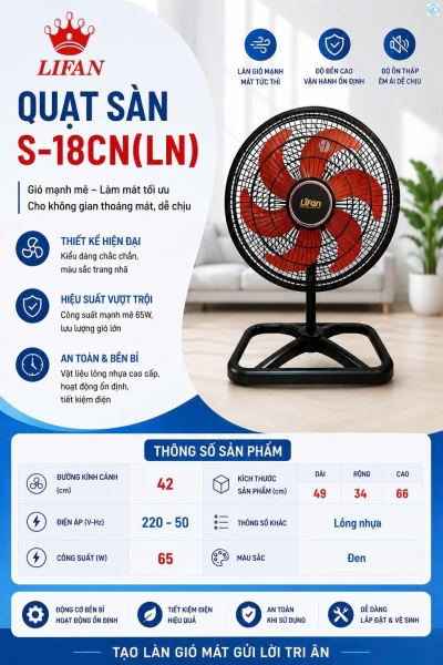 Quạt Sàn Công Nghiệp Lồng Nhựa S-18CN(LN)