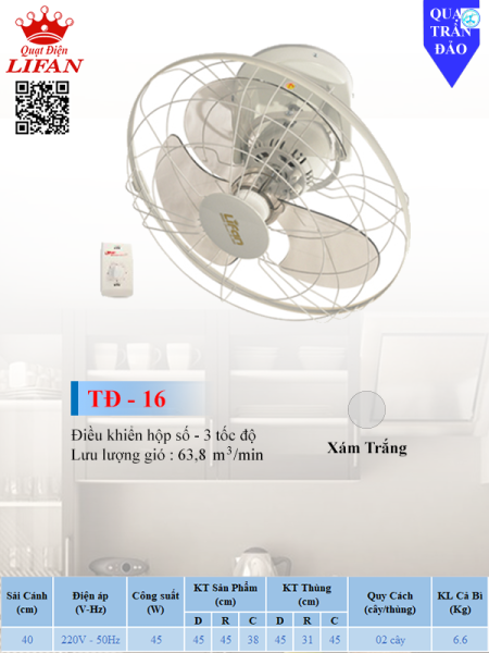 QUẠT TRẦN ĐẢO LIFAN TD-16